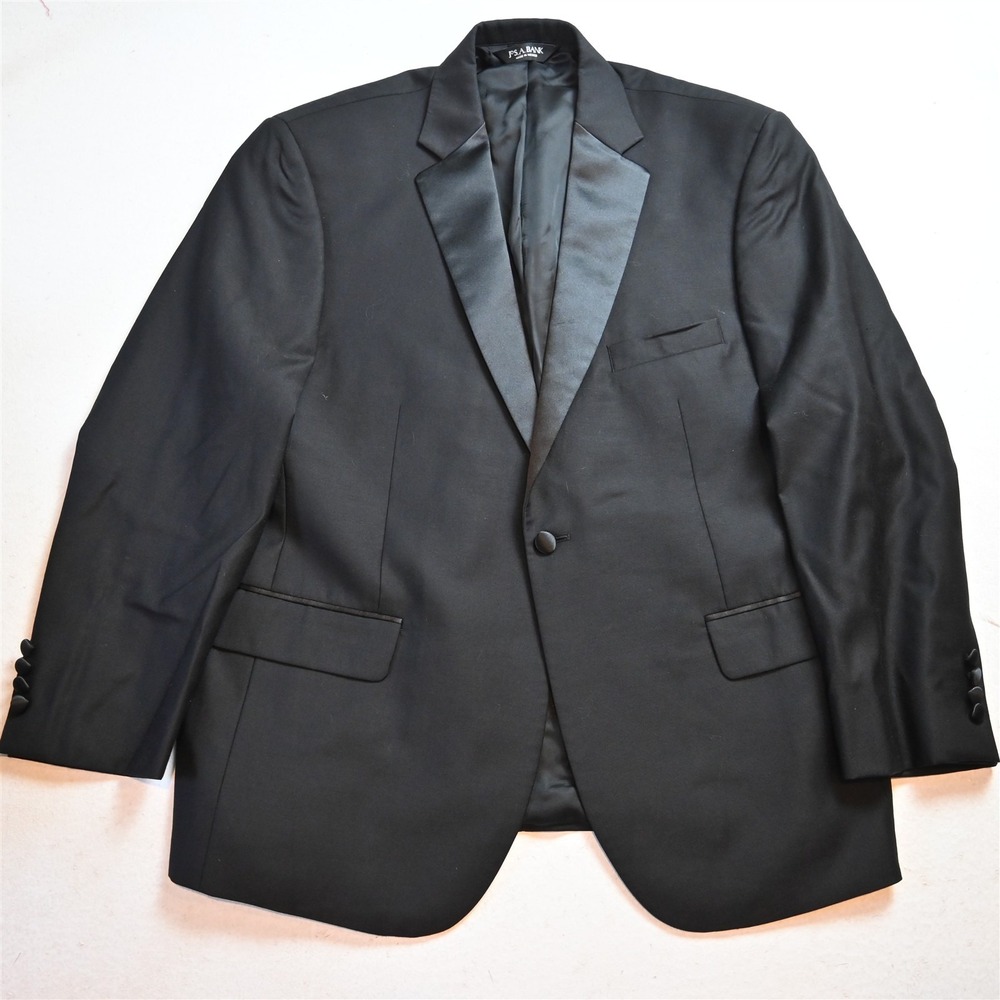 Jos. A. Bank 44S Black 100% Wool Signature Chelsea Blazer Jacket Sport Coat